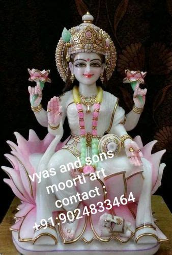 Painted Hindu Marble Lakshmi Statue For Worship Size Min Inch To