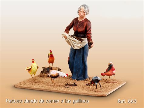 Pastora Dando De Comer A Las Gallinas Miniaturalia