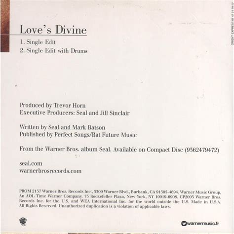 Love's divine (promo single edit) by Seal, CDS with lezobois - Ref ...