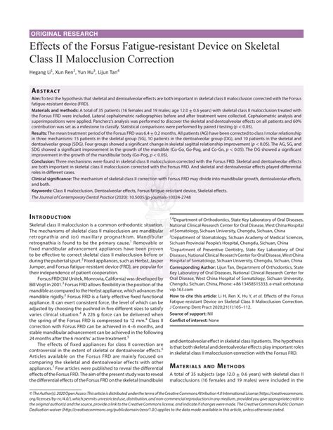 Pdf Effects Of The Forsus Fatigue Resistant Device On Skeletal Class Ii Malocclusion Correction