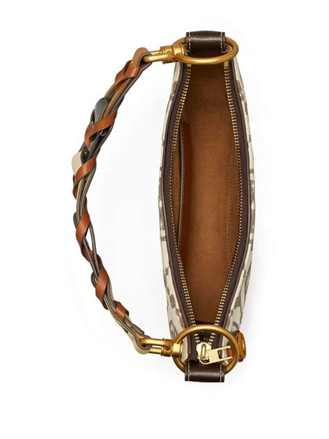 Tory Burch T Monogram Grommet Mini Crescent Bag In Ivorybrass Modesens