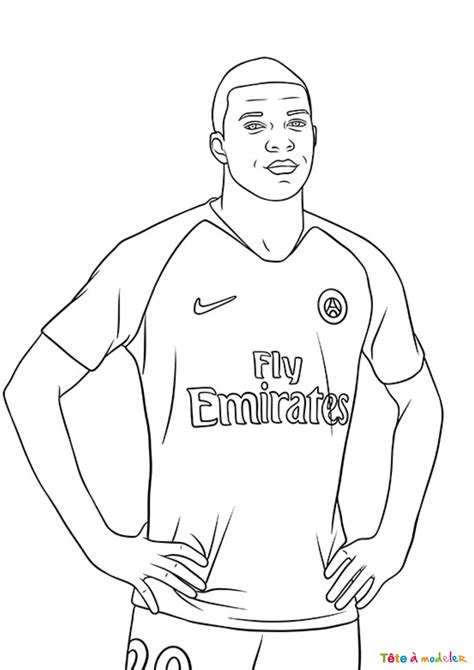 Coloriage Mbappe à imprimer avec Tête à modeler