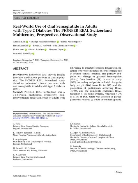 PDF Real World Use Of Oral Semaglutide In Adults With Type 2 Diabetes