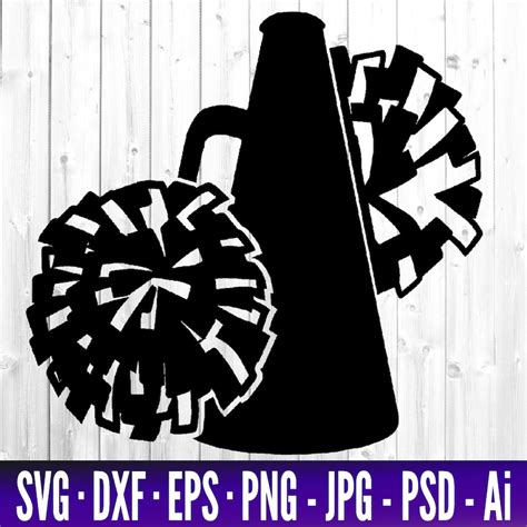 Cheer Svg Cheerleader Svg Megaphone Pom Poms Svg Cheer Etsy