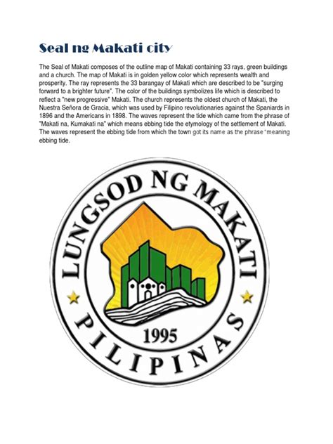 The Symbolism Of The Seal Of Makati Representing The Citys History