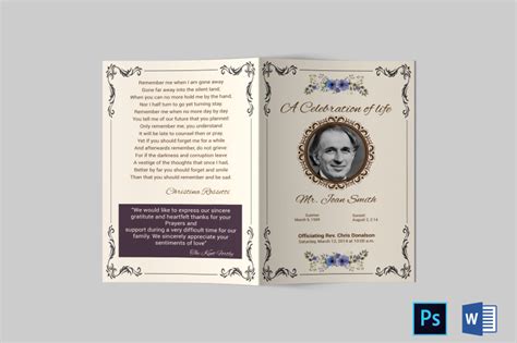 Funeral Program Template Obituary Program Template By Designscozy Thehungryjpeg