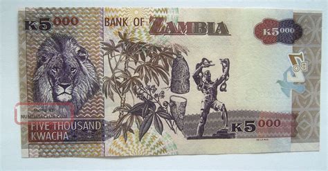 Banknote Zambia 5000 Kwacha 2010 Issue Unc Cond