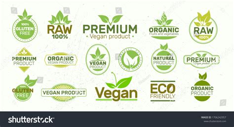 Set Eco Labels Organic Fresh Healthy Stock Vector Royalty Free