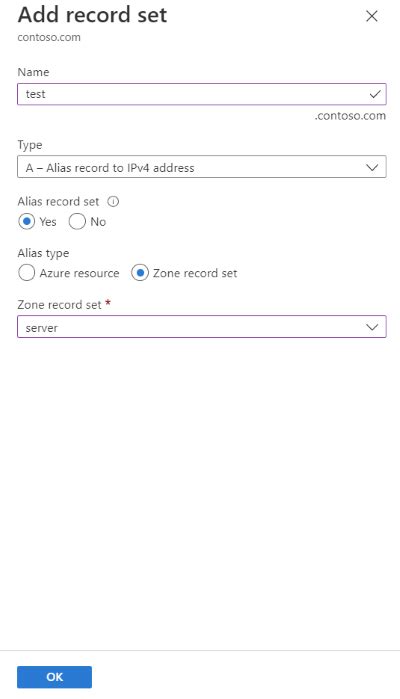 教程：创建别名记录以引用区域中的资源记录 Azure Dns Microsoft Learn