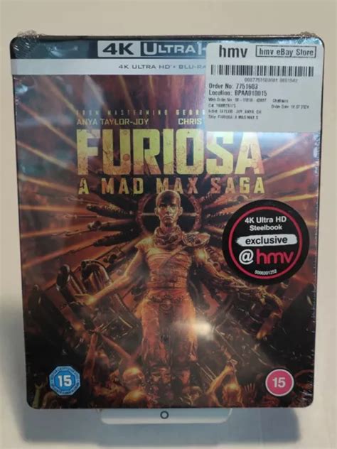 FURIOSA A MAD MAX SAGA 4K UHD Blu Ray STEELBOOK HMV Edition EUR 65