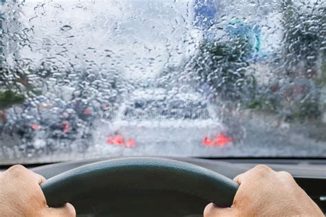 Raindrops On Car Windshield Stock Photo Image Of Left Drops 127132904