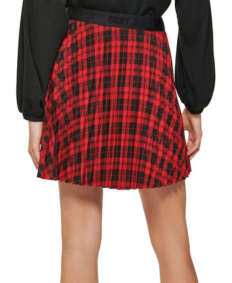 Dkny Jeans Womens Plaid Print Pleated Mini Skirt Macys