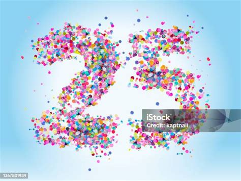 Buntes Konfetti Nummer 25 Fünfundzwanzig Stock Vektor Art und mehr ...