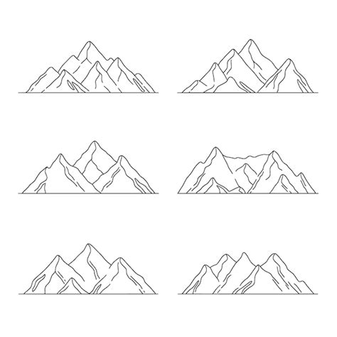 Premium Vector Hand Drawn Mountain Outline Illustration