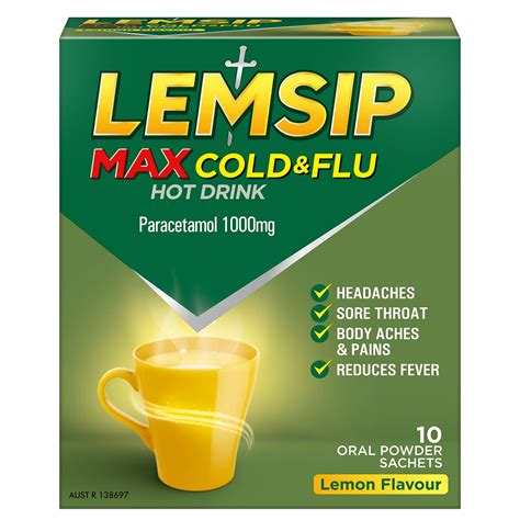 Lemsip Max Cold Flu Relief Hot Drink Lemon Sachets Healthylife