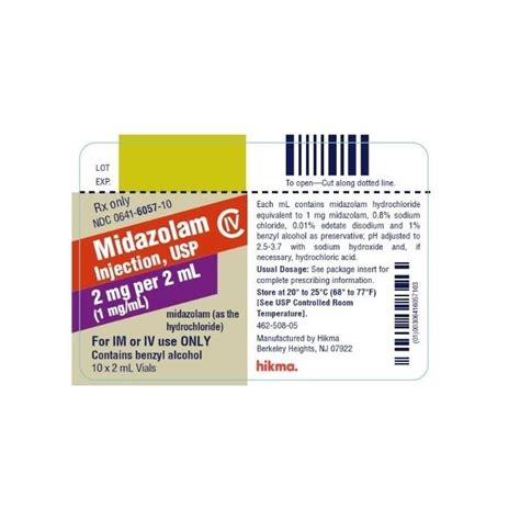 Midazolam HCl Injection 1 Mg ML Single Dose Vial 2 ML 10 Tray McGuff