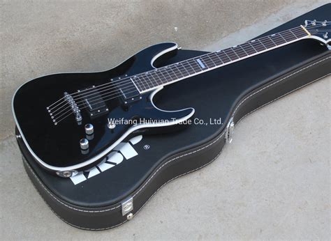 Glossy Black Electric Guitar Strings Through Body Case Needs 100