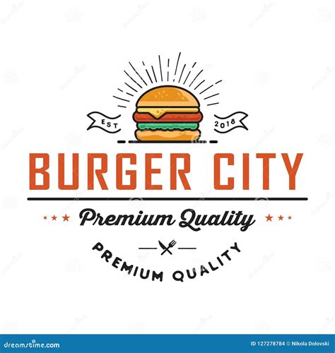 Retro Burger Joint Vintage Fast Food Illustration Logo Cheeseburger