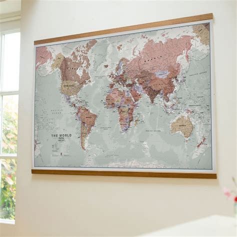 Large Executive World Wall Map Political Hanging Bars Hot Sex Picture