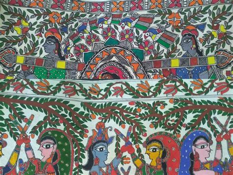 madhubani indian folk art paintings set   original  wall