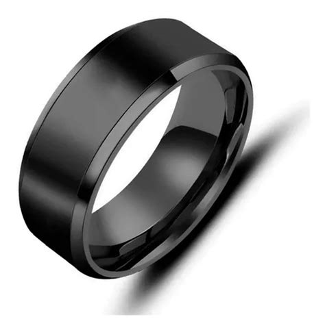 Anillo Negro Mate Unisex Argolla Acero Inox G Tico Elegante Meses