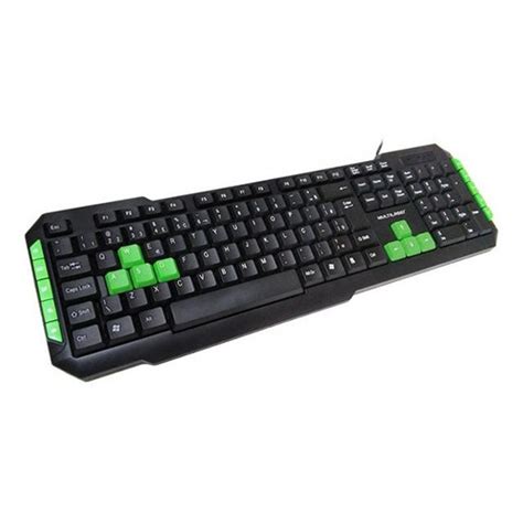 Teclado Gamer Hotkeys Multimidia Preto Verde Multilaser Tc