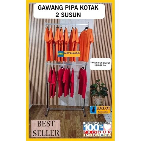 Jual Gawang Gantungan Baju Susun Pipa Kotak Tinggi M Hanger Display