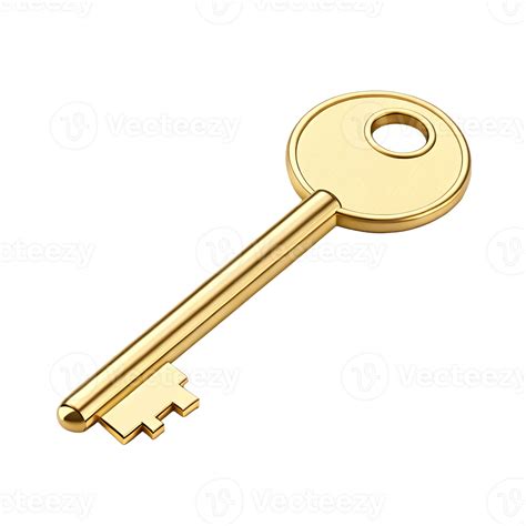 Golden Key 3D Render Success Opportunity Luxury Access Wealth Symbol