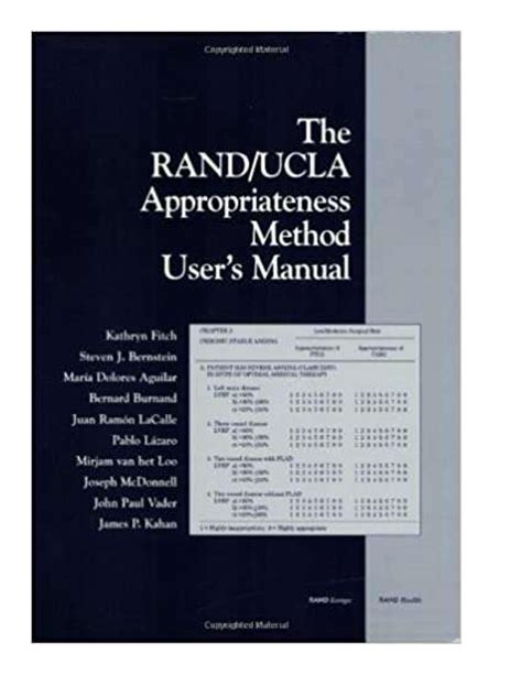 Calam O The Rand Ucla Appropriateness Method User S Manual