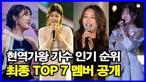 현역가왕 가수 인기 순위 최종 Top 7 멤버 공개 Youtube