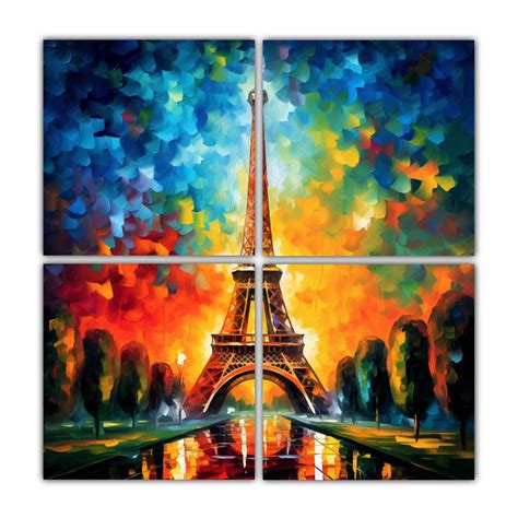 Cuadro Decorativo Estilo Leonie Afremov Lienzos Motivo Torre Eiffel