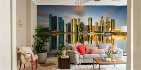 Transform Your Home With Golden Morning In Singapore Wallpaper