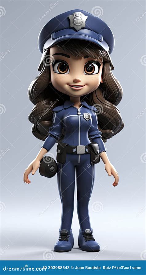 Cheerful Animated Police Officer with Pointing Gesture in Stylish ...