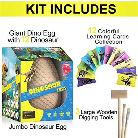 Jumbo Dino Egg Dig Kit Toys 12 Unique Surprise Dinosaurs Excavation