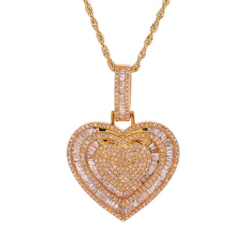 10k Gold 152ct Diamonds Baguette Diamonds Heart Pendant King Johnny Johnnys Custom Jewelry