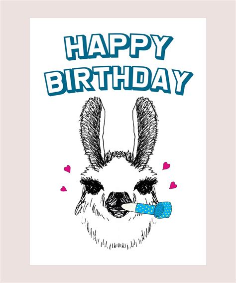 Llama Happy Birthday Printable Birthday Card Instant Download Llama