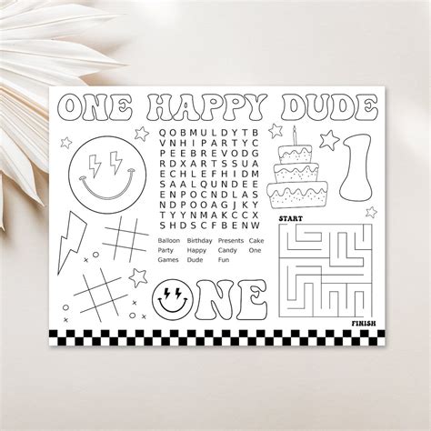 One Happy Dude Party Coloring Page Happy Dude Activity Page One Happy