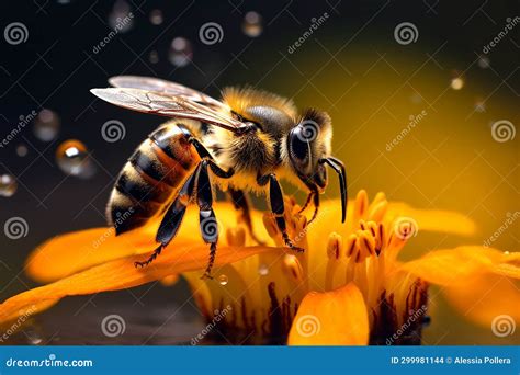 A Bee In The Process Of Pollinating A Flower Sunlight Natural