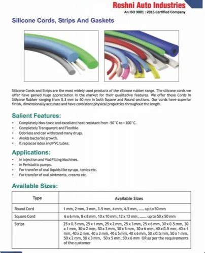 Red Silicone Cord Strips And Gaskets Thickness In Mm