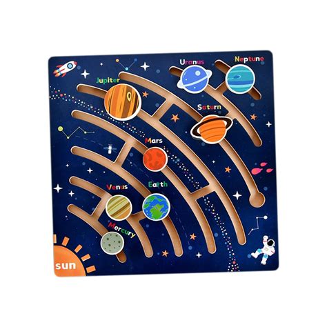 Wooden Maze Toys Space Planets Jigsaw Puzzle Toys Color Sorting ...