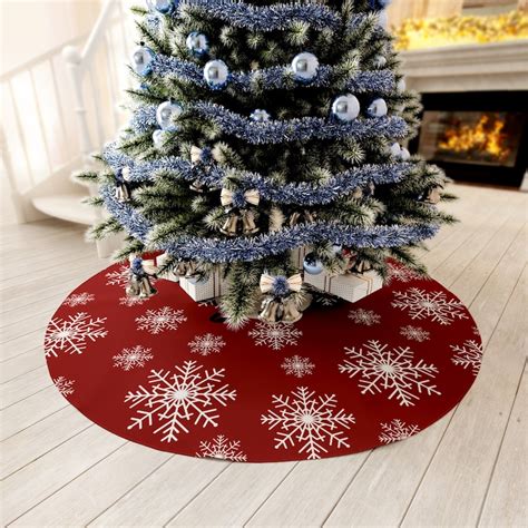 Snowflake Christmas Tree Skirt, Red Tree Decor, Soft Large Tree Skirt ...