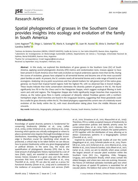 Pdf Spatial Phylogenetics Of Grasses In The Southern Cone Provides