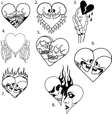 Pre Made Ready To Use Love Skeleton Flash Tattoo Stencils Set Of 4