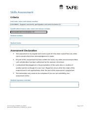 CHCDIS003 AE Sk2of2 Docx Skills Assessment Criteria Unit Code Name