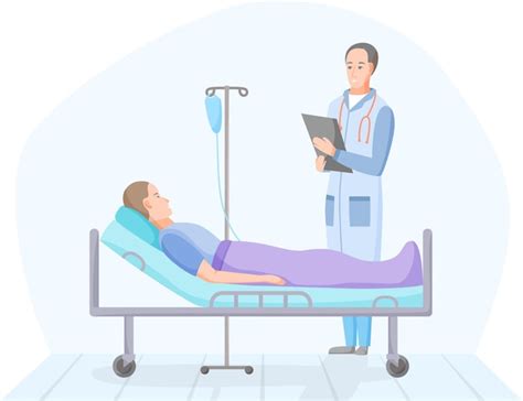 Premium Vector Patient And Doctor In Hospital Room Ill Man On