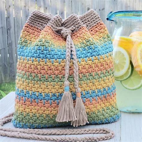 Crochet Drawstring Bucket Bag Pattern Weave Crochet