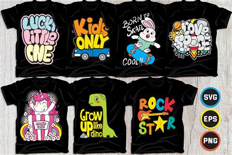 Kids T Shirt Designs Set Graphic By Charenart · Creative Fabrica