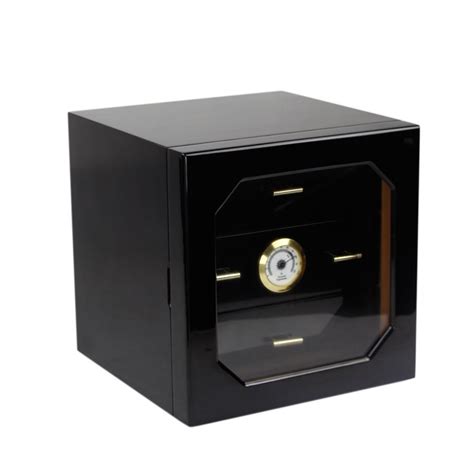 COHIBA Cigar Humidor Luxury Black Glossy Finish Wooden Cabinet ...