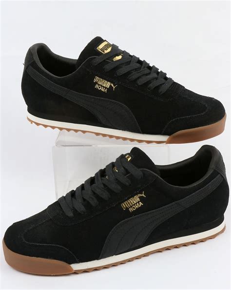 Puma Roma Trainers Black Whiteshoessuedenatural Warmth Retro