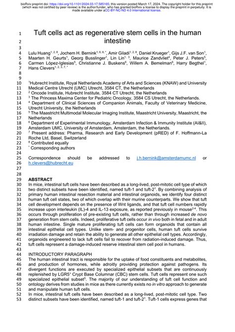 (PDF) Tuft cells act as regenerative stem cells in the human intestine
